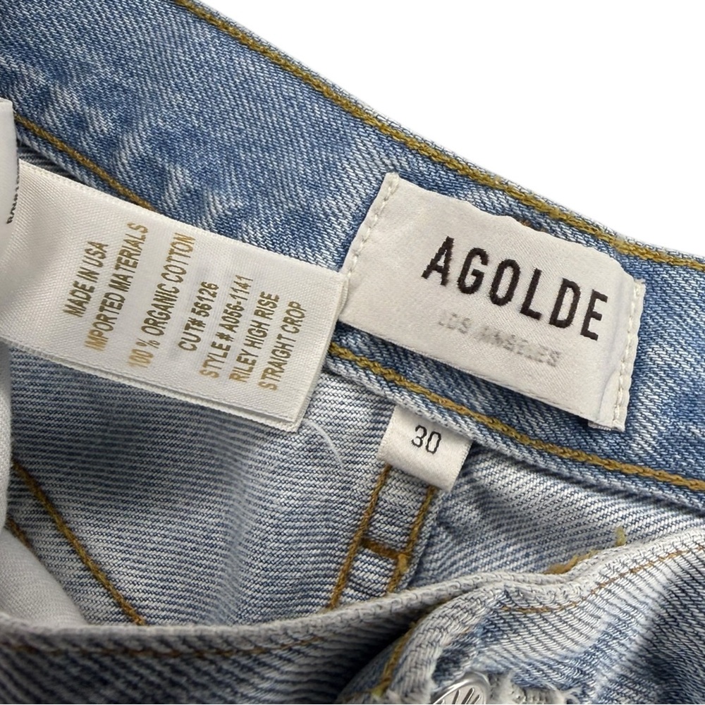 Agolde Riley High Rise Straight Crop Jeans Blue Haven Size 30 A056-1371 - Picture 5 of 5